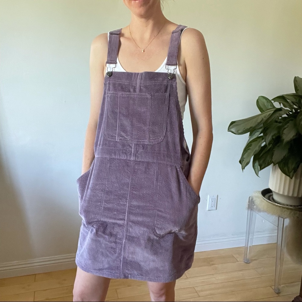 Lavender Corduroy Skirt Overalls